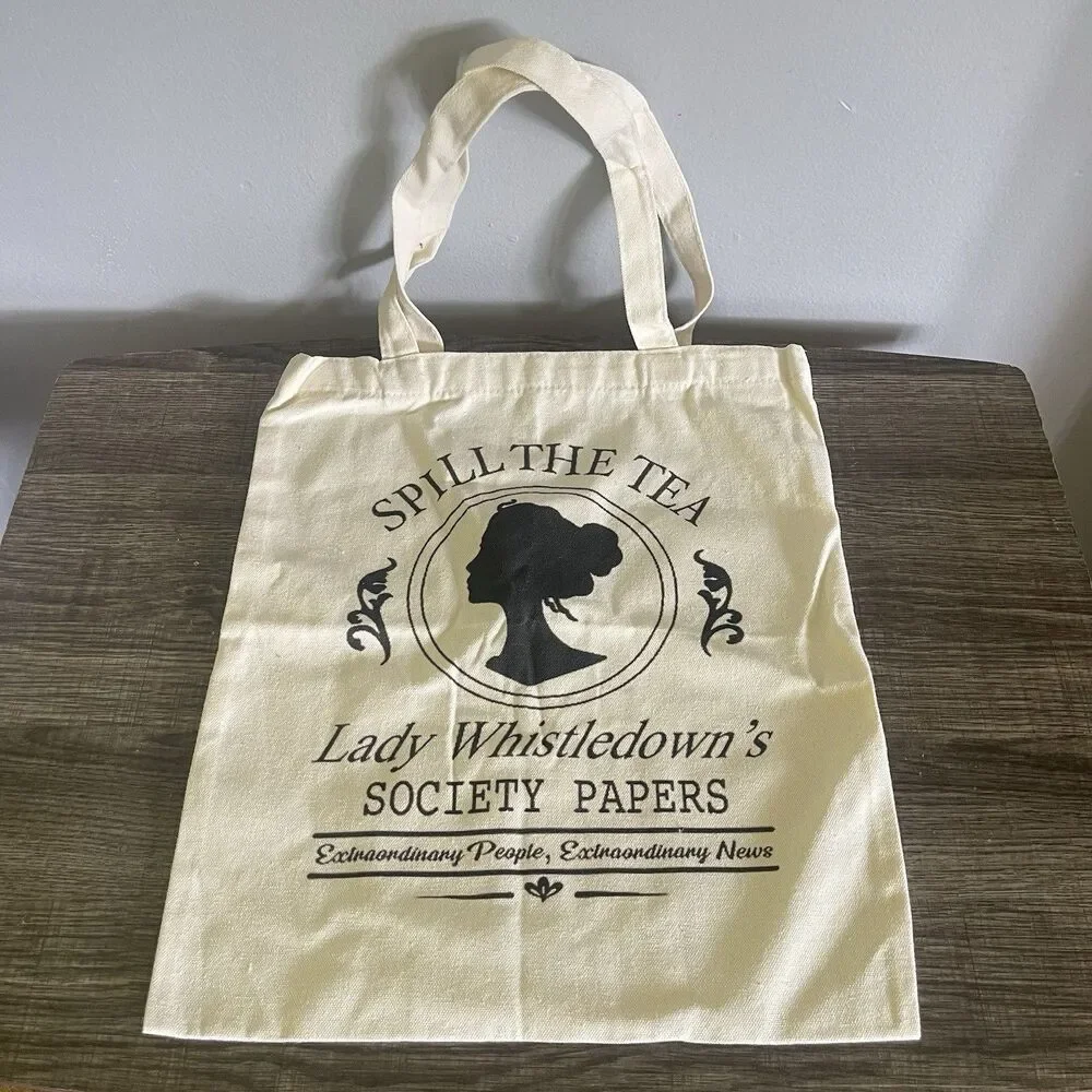 Women’s Spill the Tea Lady Whistledown’s Society Papers Off White Tote Bag